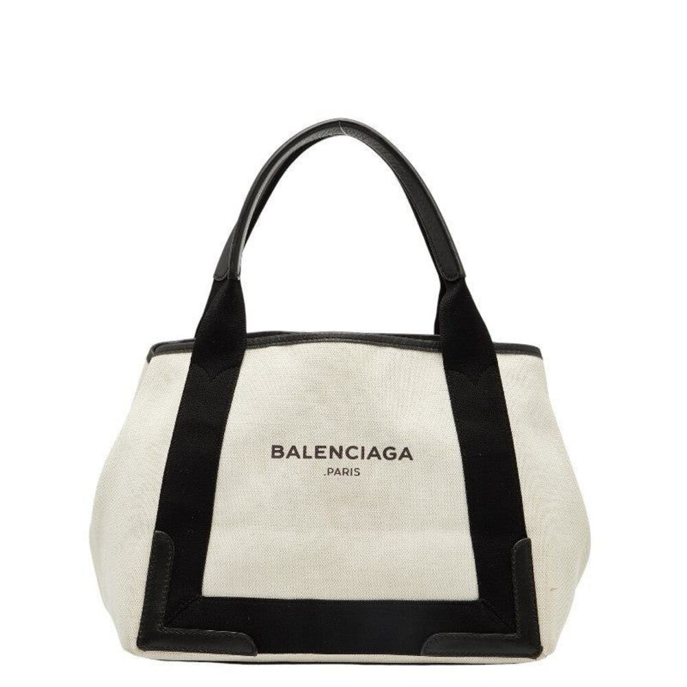 Balenciaga Cabas Small Canvas Leather Handbag Beige